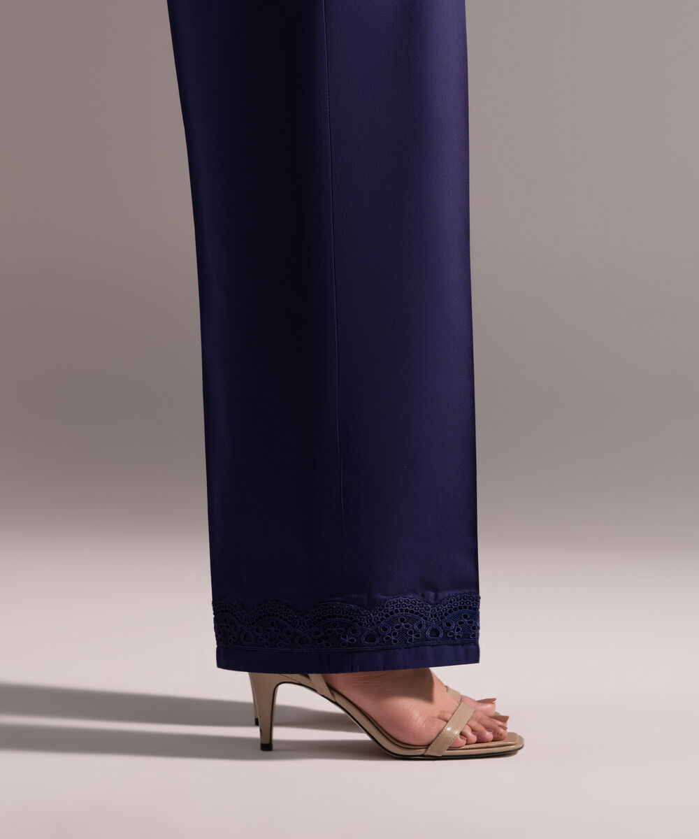 Women's RTW Cambric Solid Dark Blue Culottes
