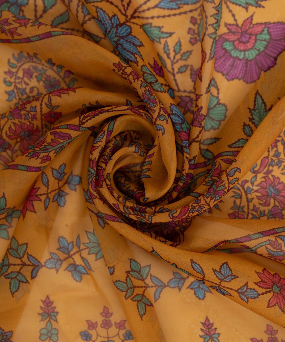 Women's Blended Tissue Mustard Printed Dupatta