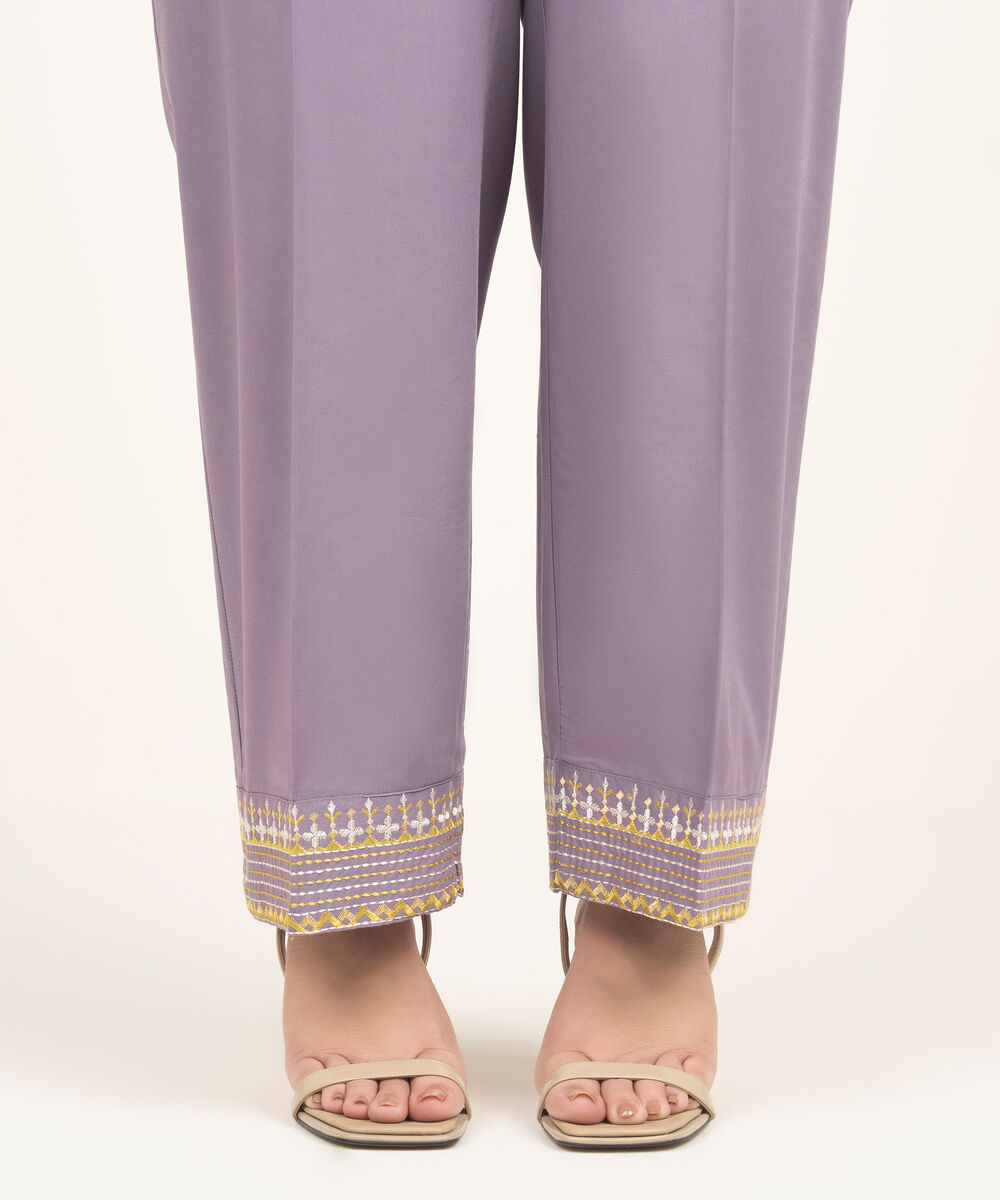 Women's RTW Lawn Embroidered Lilac Culottes