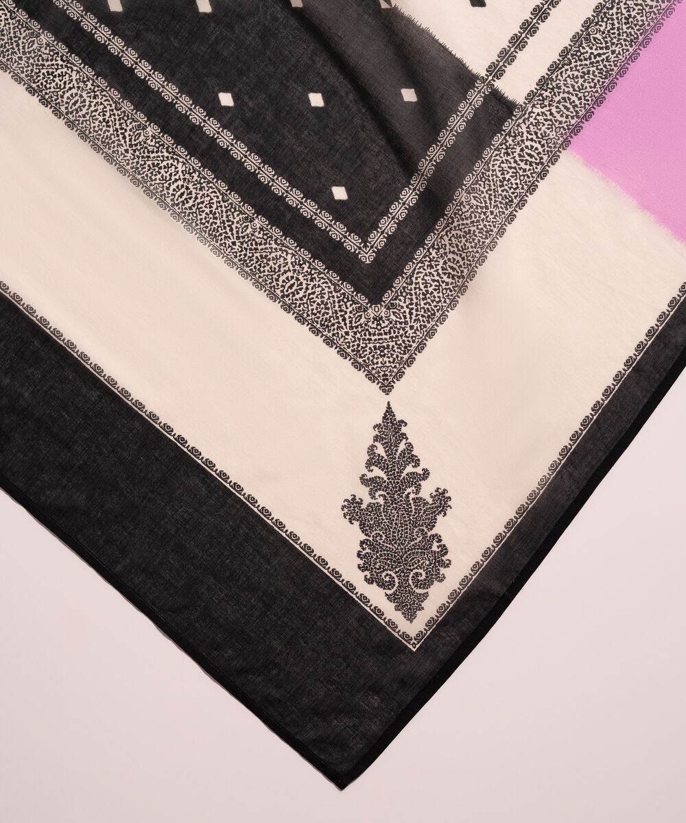 Lawn Printed Black Dupatta
