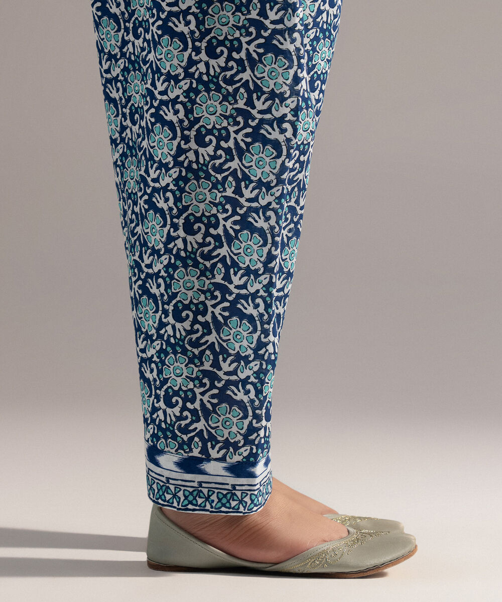 Women's RTW Crosshatch Printed Dark Blue Shalwar