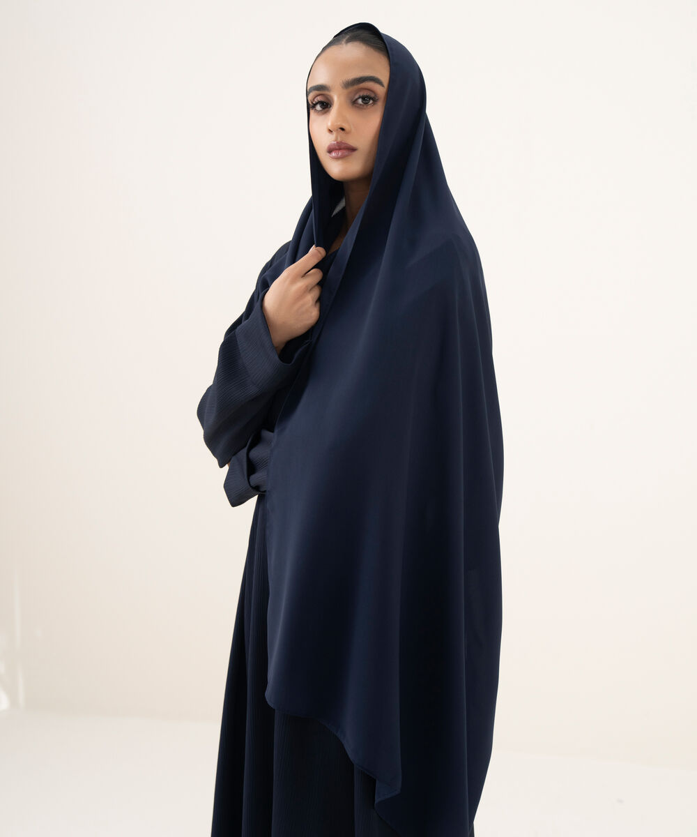 Women's navy blue button through Abaya