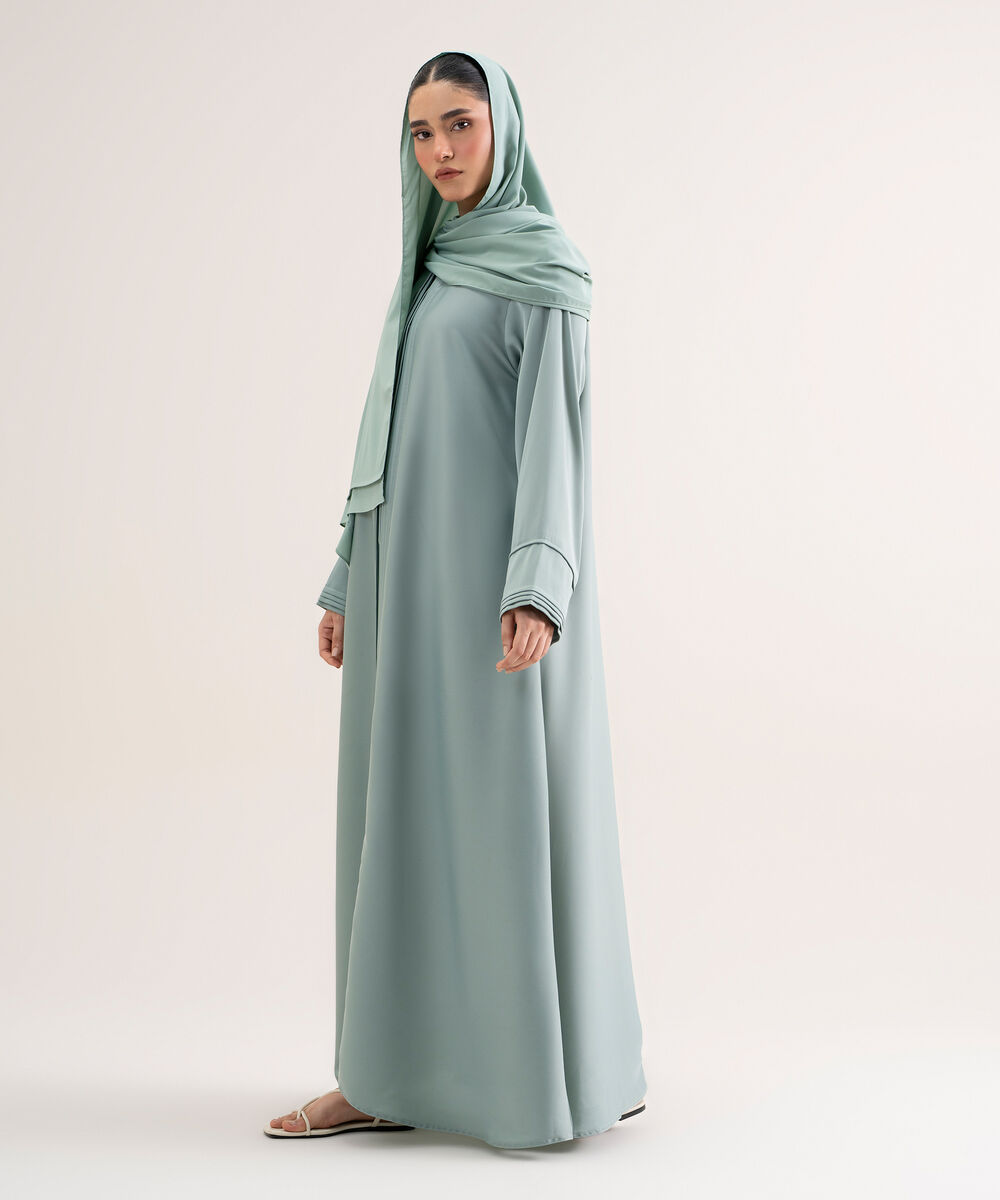 Women's Polyester Sky Blue Regular Abaya Set