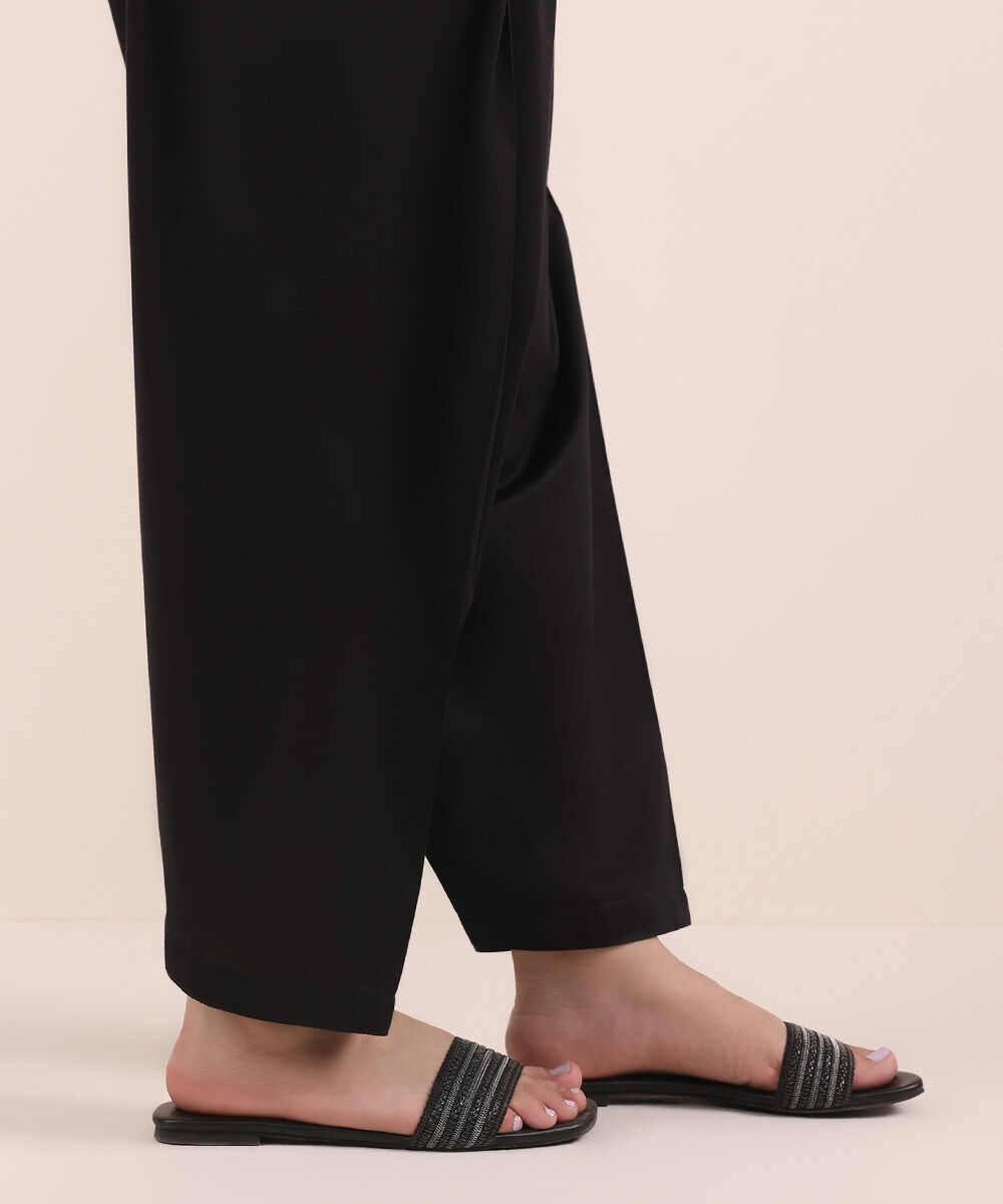 Woman - Black Solid Cambric Shalwar