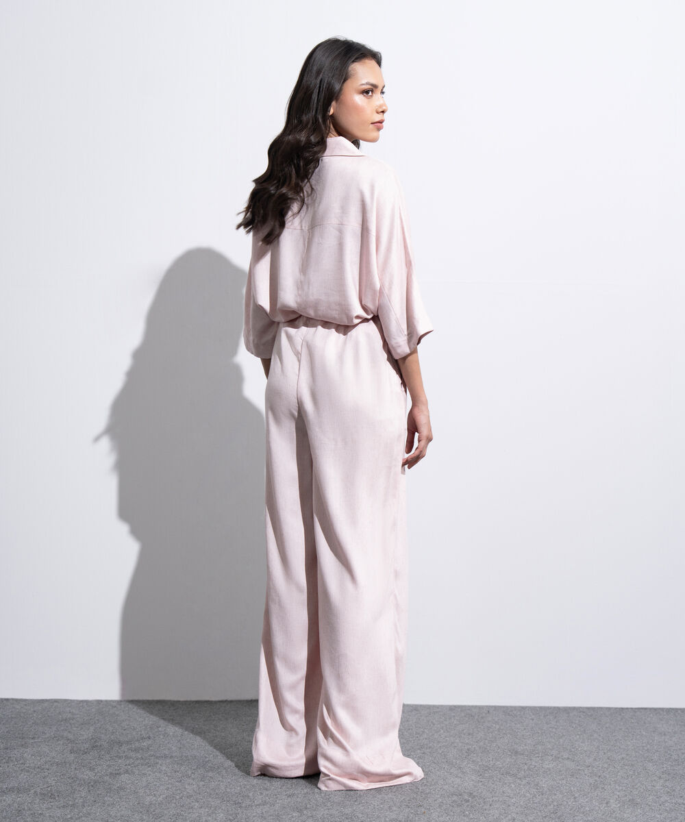 Women's Western Light Pink Wide Leg Pull-On Trousers