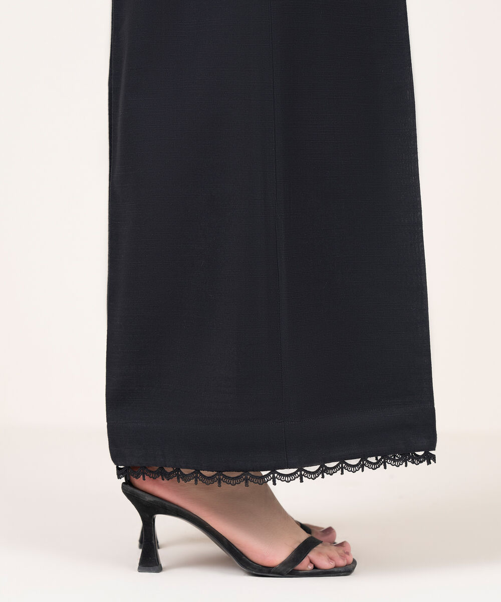 Women's RTW Khaddar Solid Black Culottes