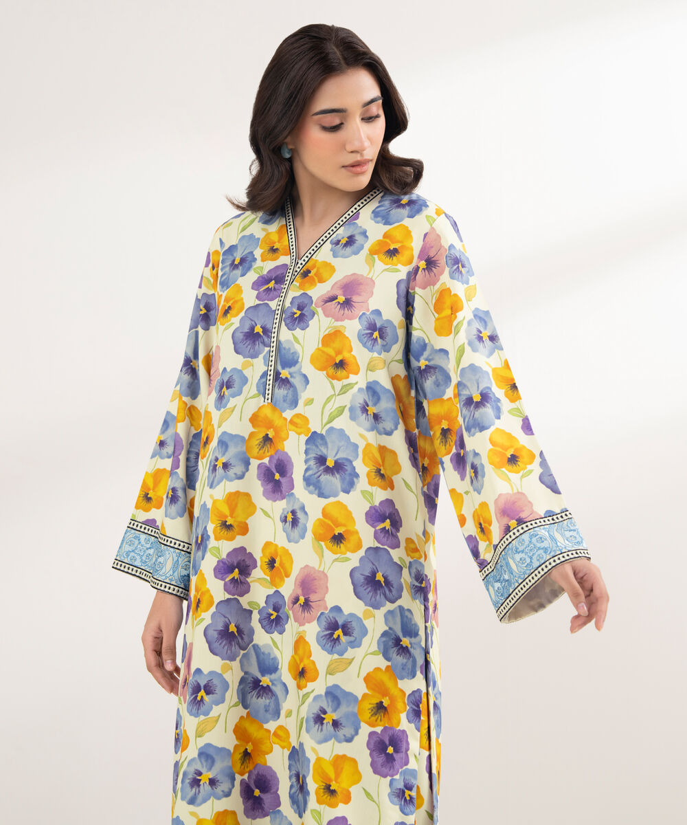 Women's RTW Textured Viscose Embroidered Multi Shirt