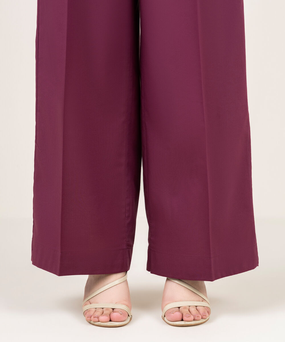 Women's RTW Cambric Solid Purple Culottes