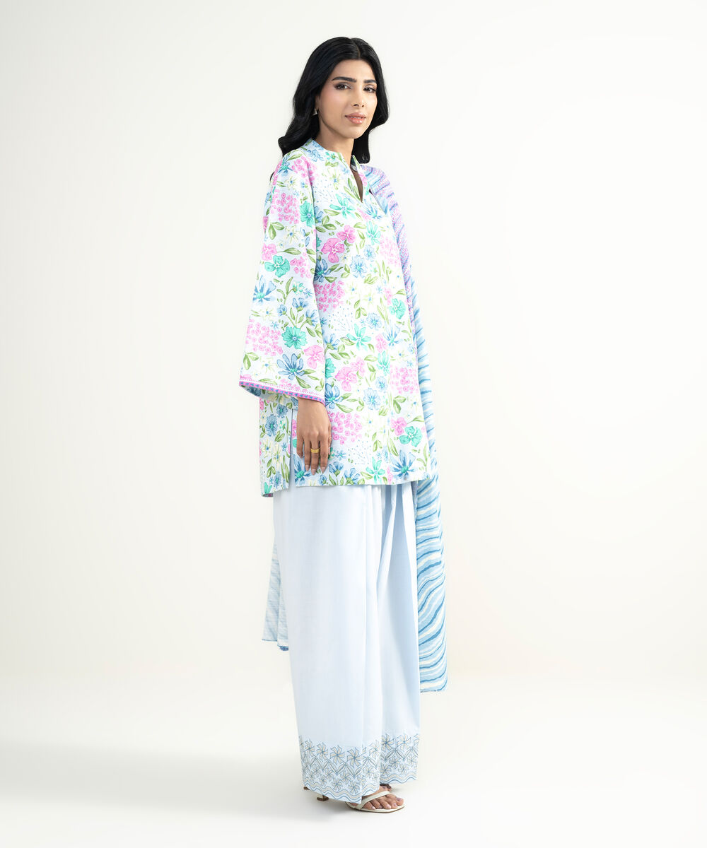 Women's Unstitched Lawn Multi Embroidered 3 Piece Suit