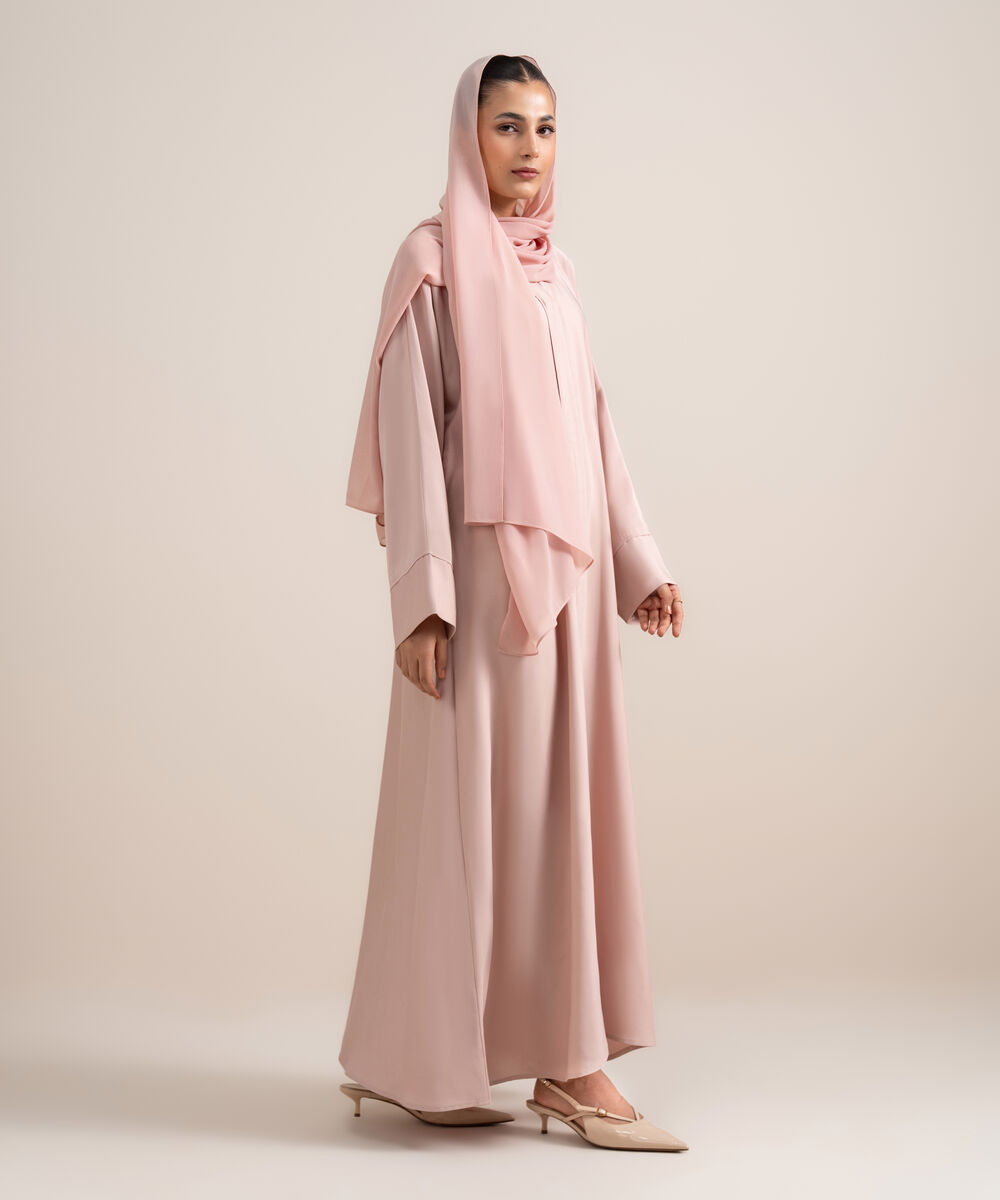 Women's Light Pink Kimono Abaya Set