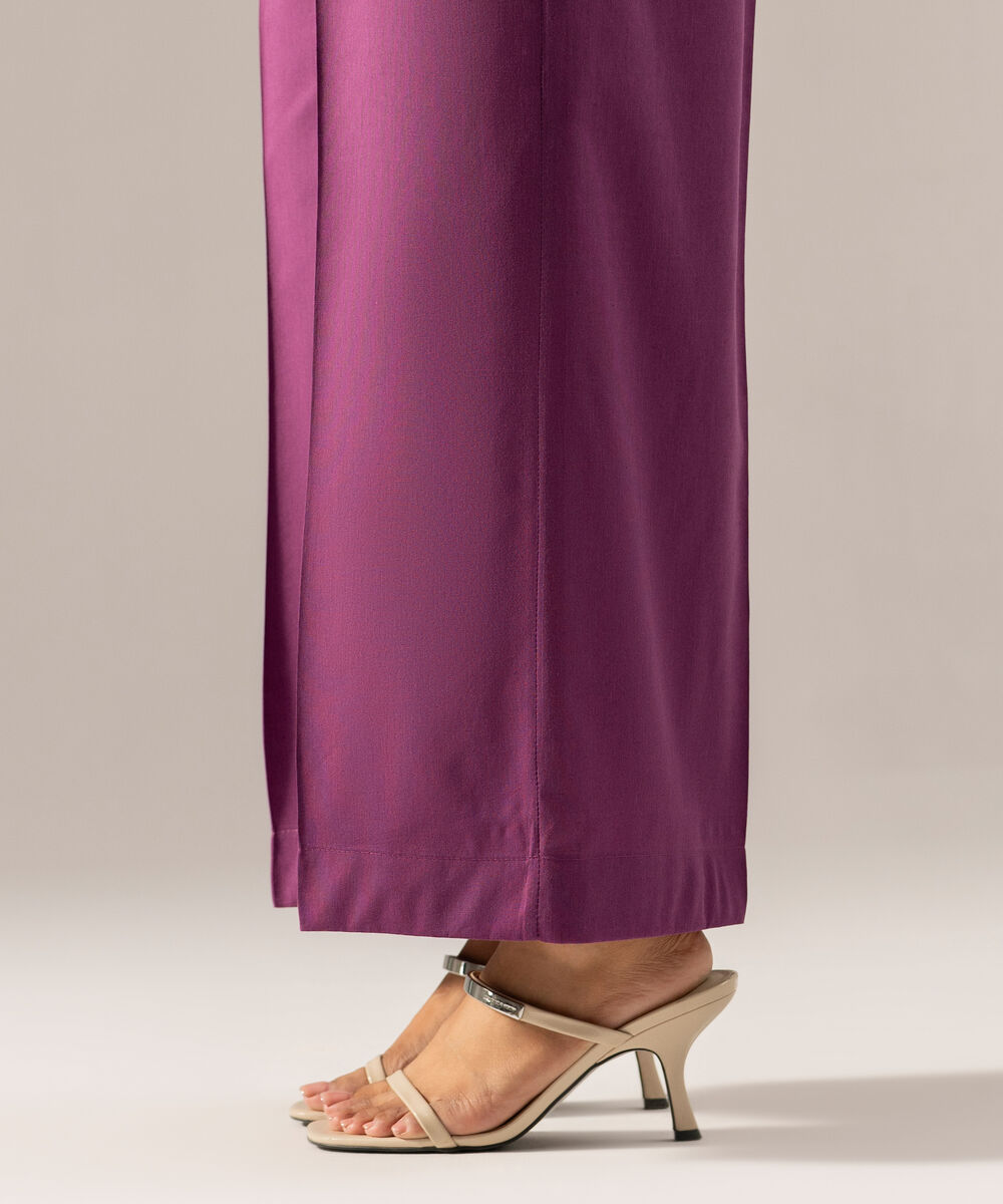 Women's RTW Solid Purple Cotton Viscose Culottes