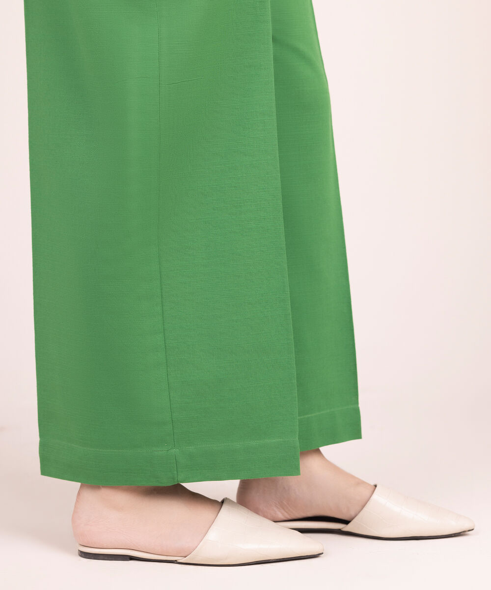 Women's RTW Khaddar Solid Green Culottes