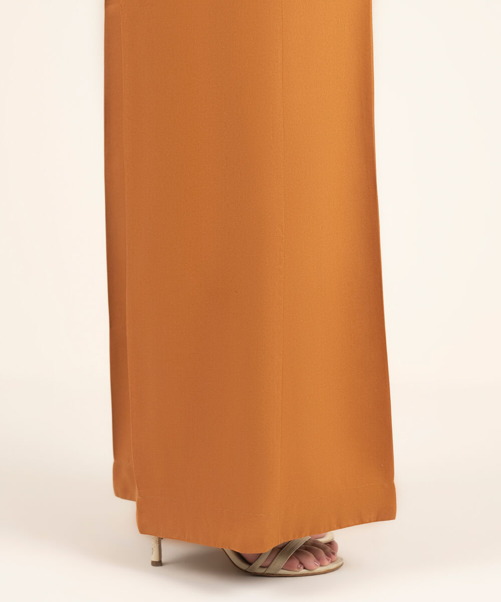 Women's RTW Viscose Marina Solid Brown Flared Pants