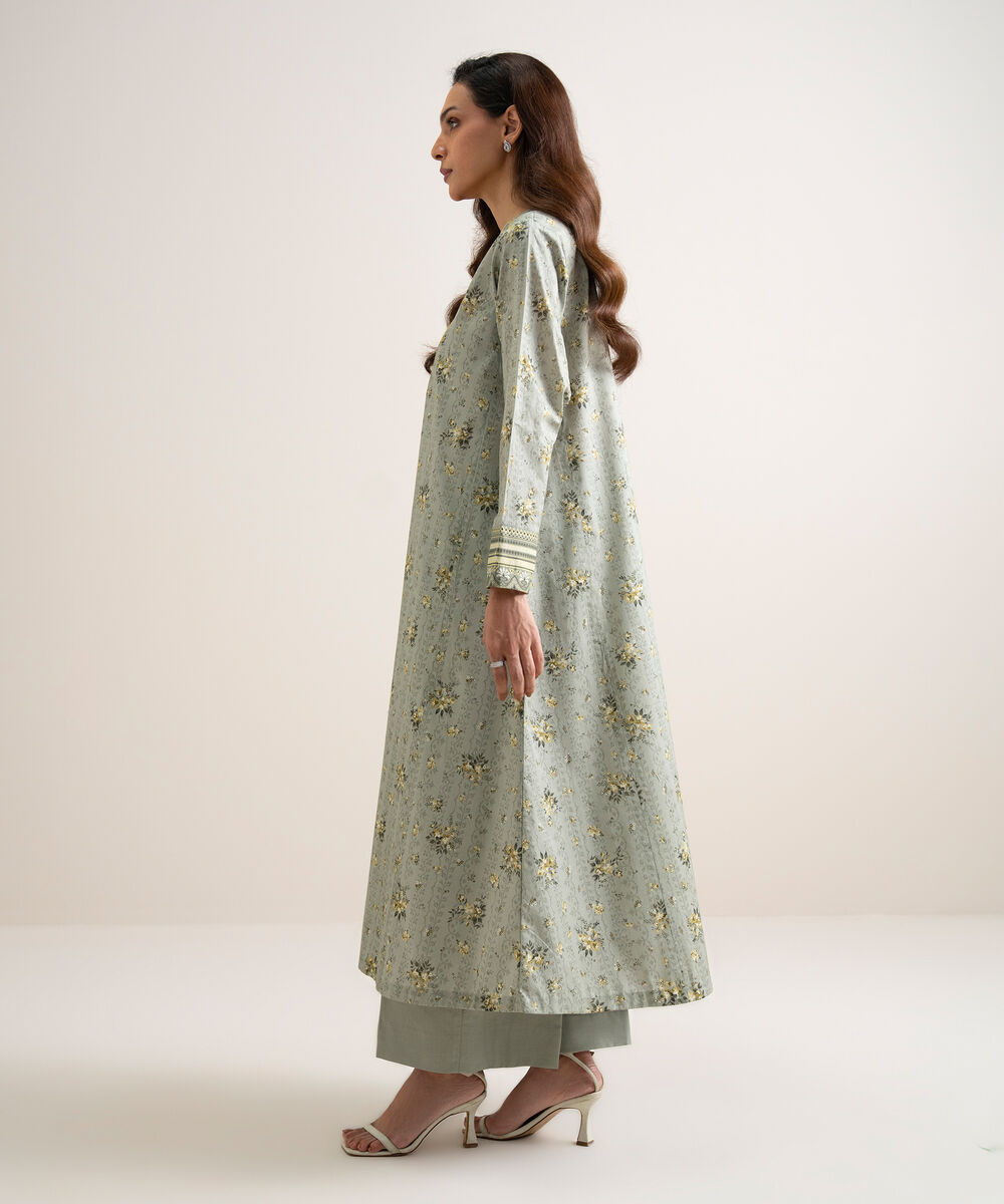 Women's Unstitched Lawn Embroidered Grey