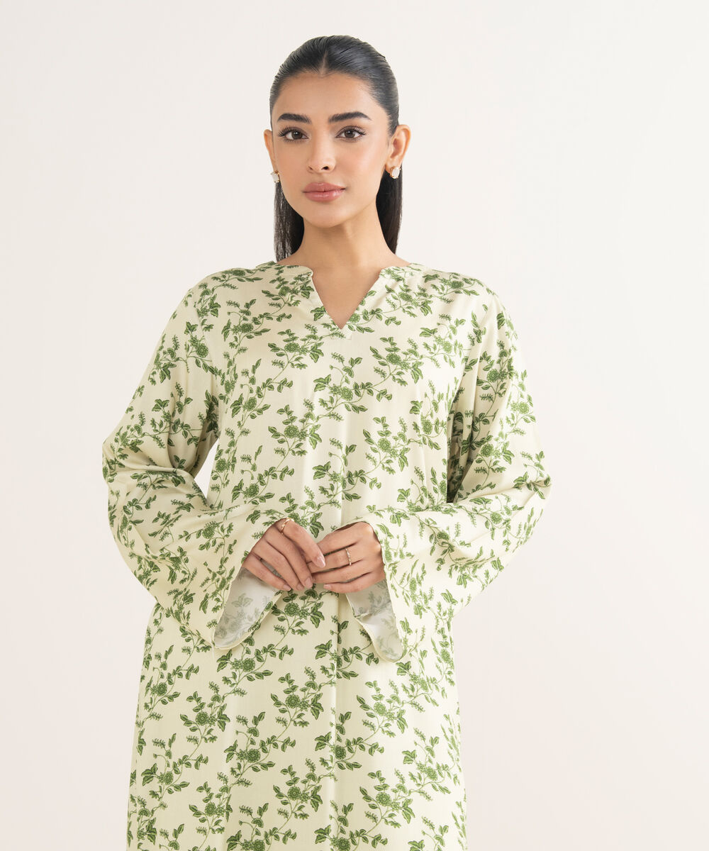 Women's RTW Bedford Printed Green Straight Shirt