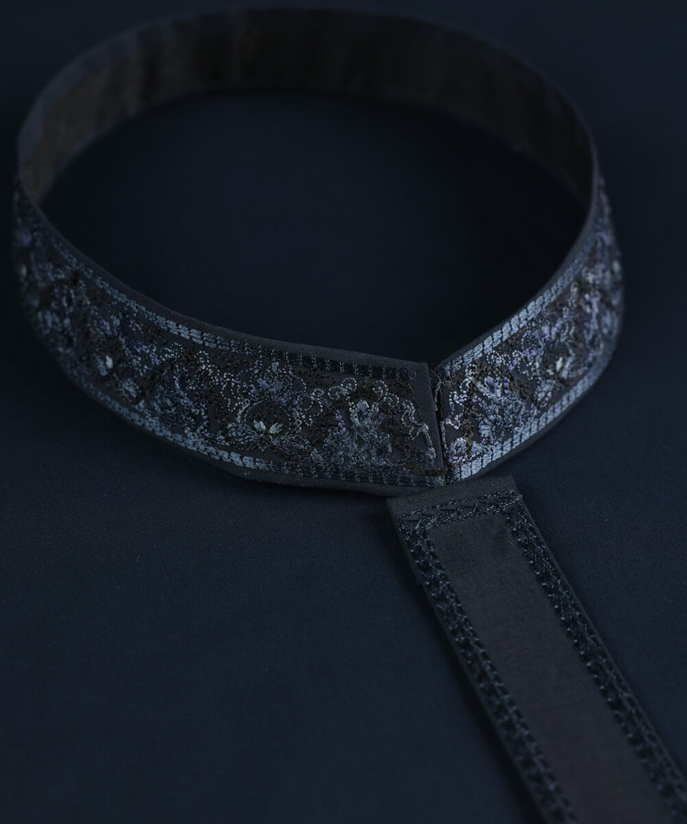 Men's Unstitched Luxury Cotton Blue Full Suit Fabric