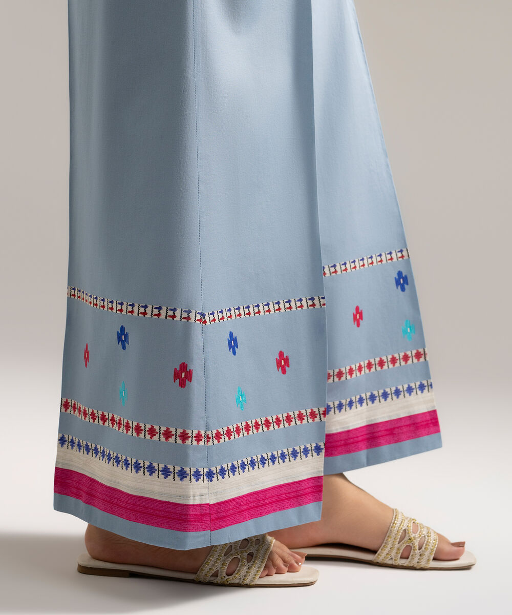 Women's RTW Cambric Printed Blue Farshi Shalwar