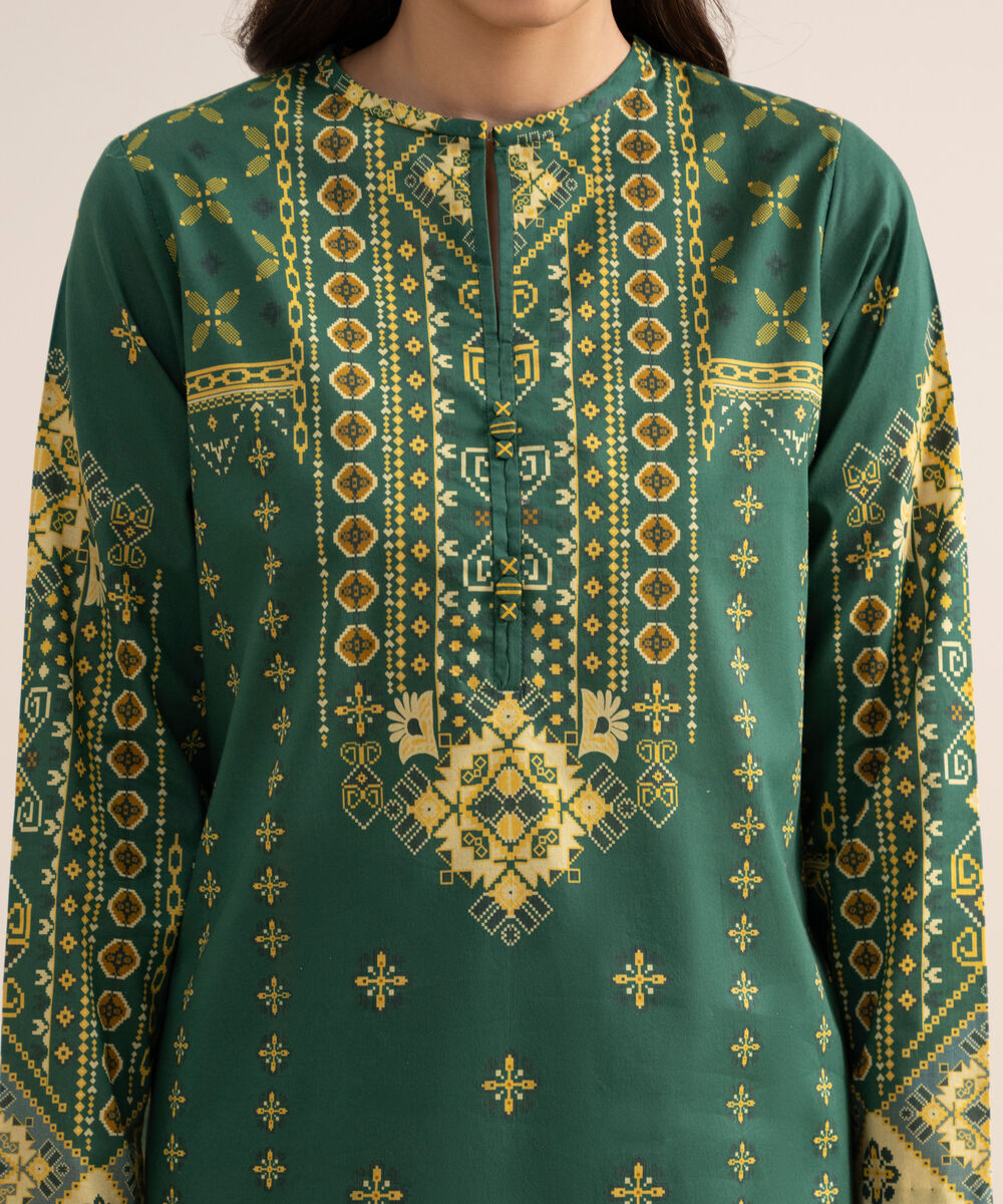 Women's Unstitched Lawn Printed Blue  3 Piece Suit
