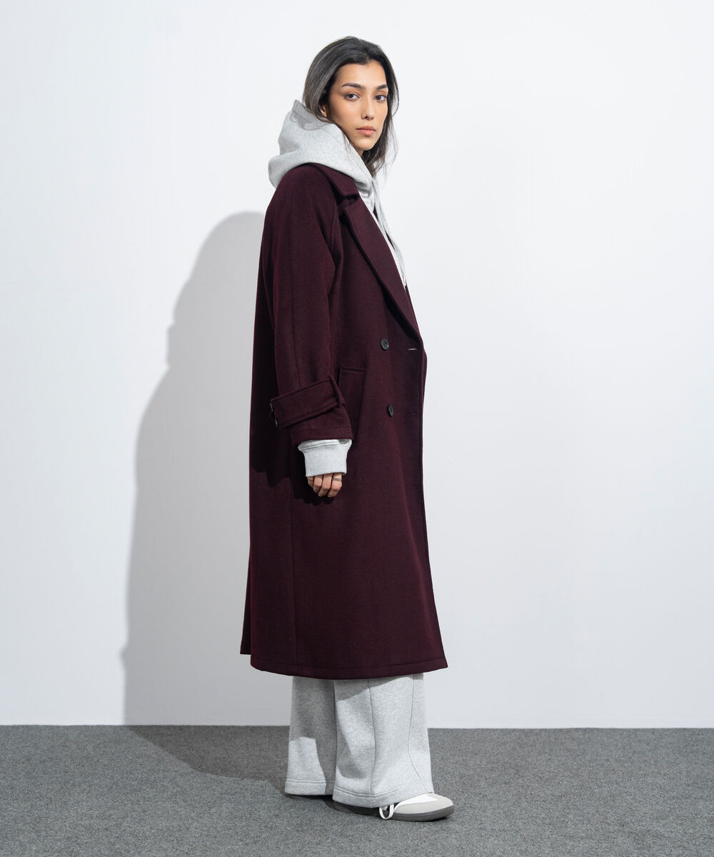 Women's Western Wear Merlot Oversized Double Breasted Coat