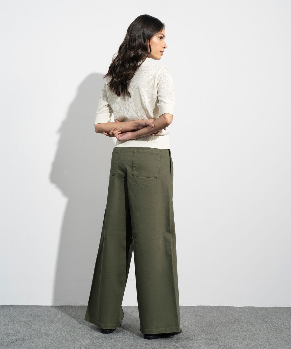 Women's Western Offwhite Pointelle Summer Knit Polo Top