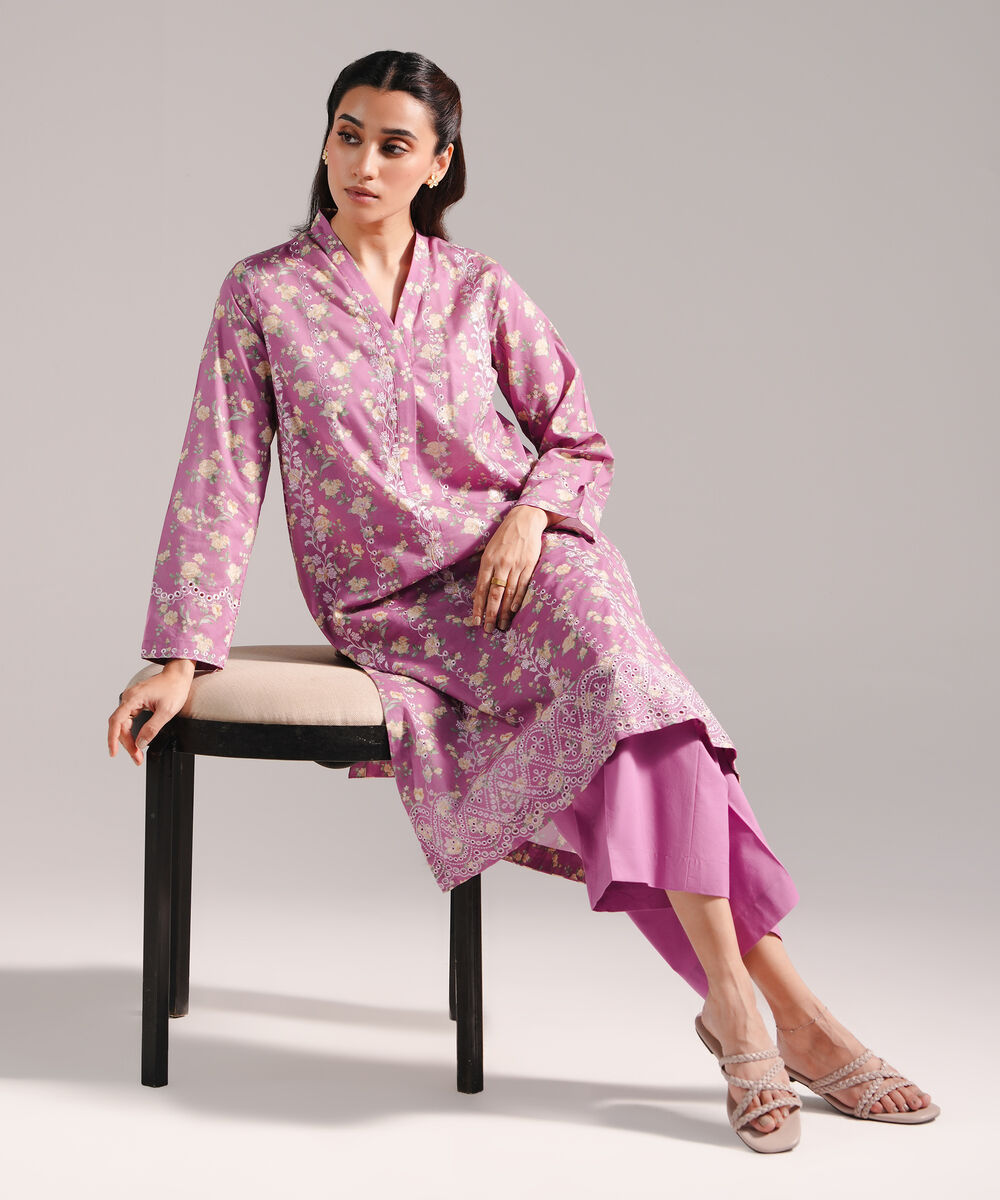 Women's RTW Lawn Embroidered Pink 2 Piece Suit