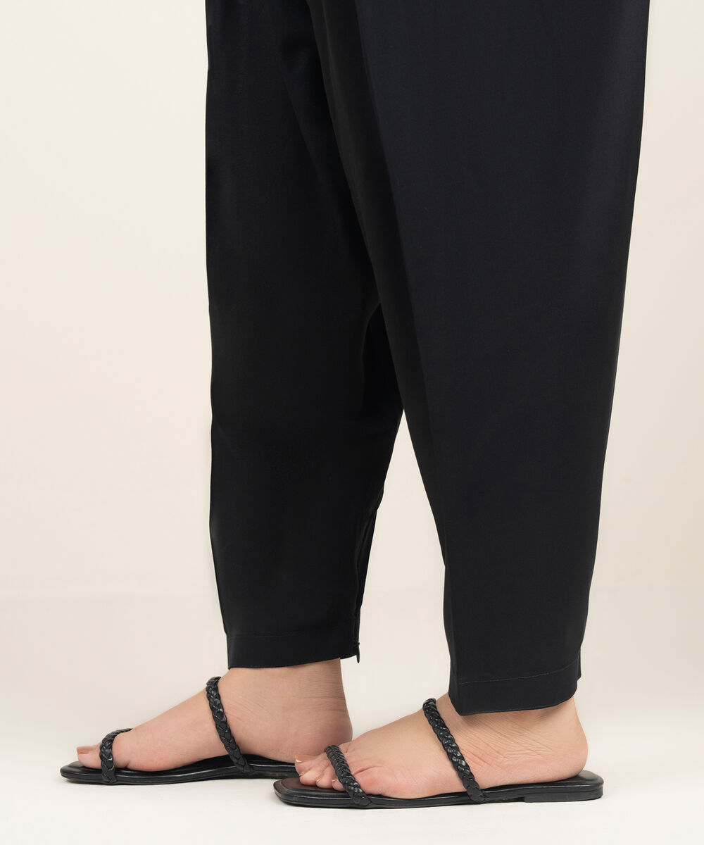 Women's RTW Arabic Cambric Solid Black Shalwar