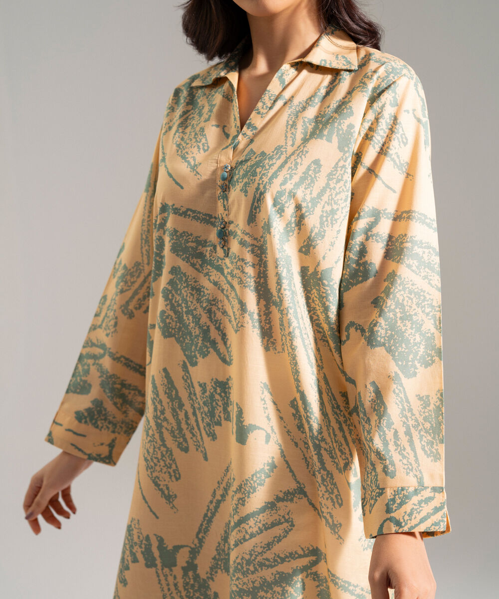Women's RTW Slub Lawn Printed Multi Straight Shirt