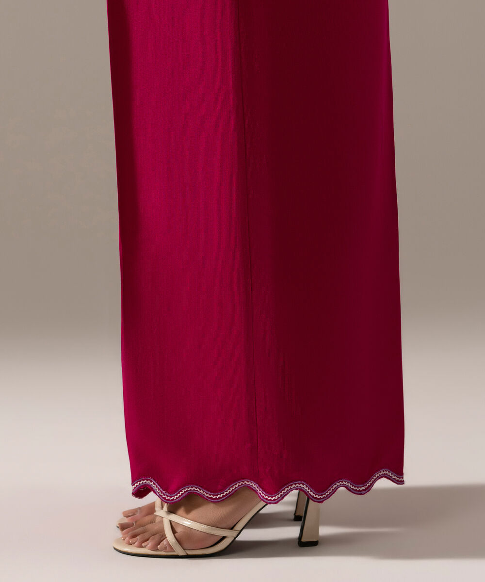 Women's RTW Bedford Solid Pink Straight Pants