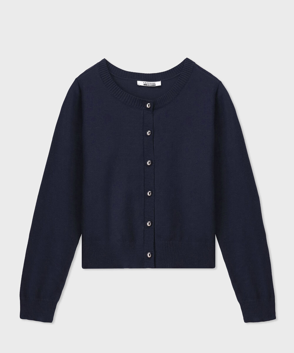 Women's Western Wear Navy Regular-Fit Knit Cardigan