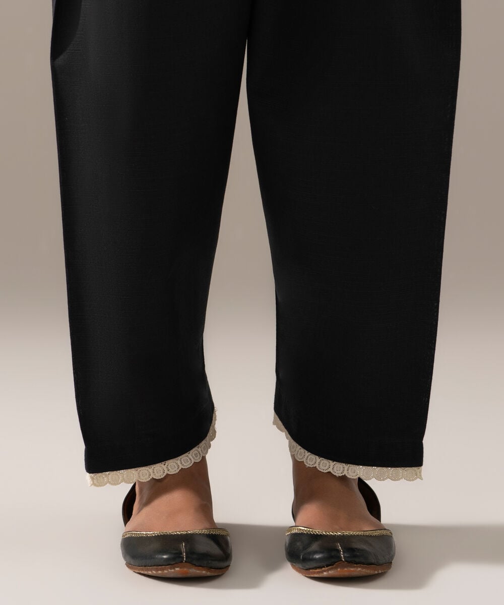 Women's RTW Khaddar Solid Black Shalwar