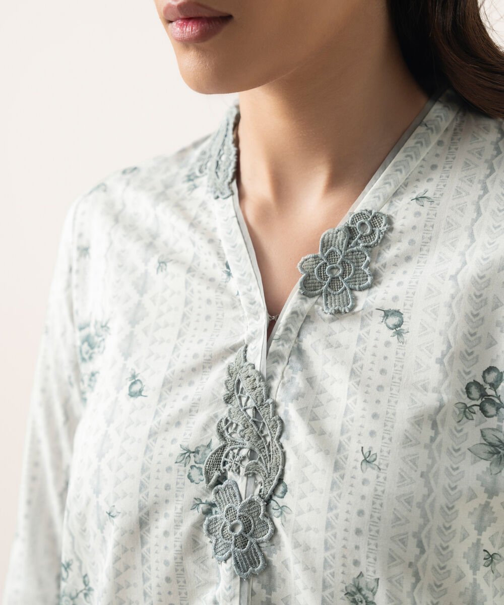 Women's Unstitched Lawn Printed Grey 3 Piece Suit