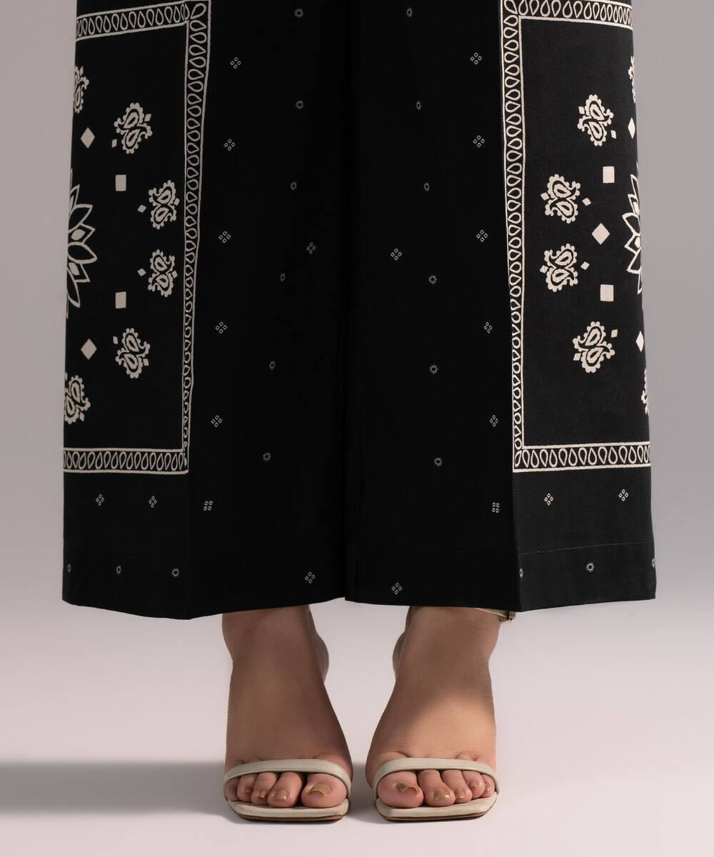 Women's RTW Cambric Printed Black Culottes