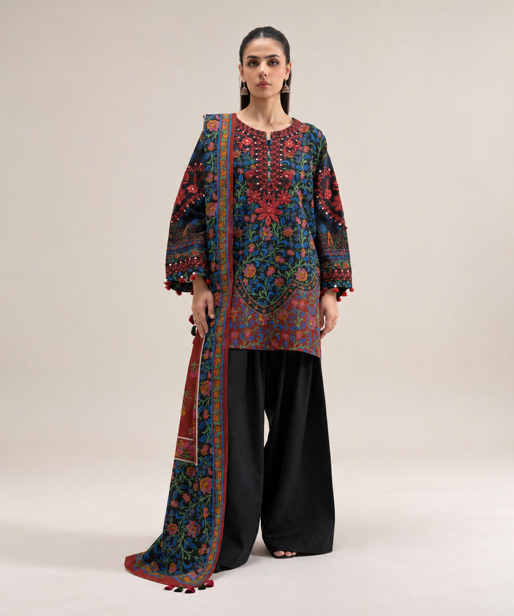 Women's Unstitched Premium Khaddar Printed Multi 3 Piece Suit