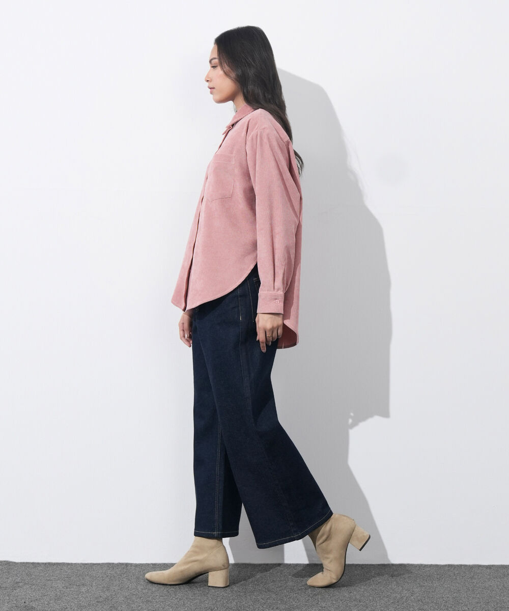 Women's Western Wear Olive Button Through Corduroy Shirt