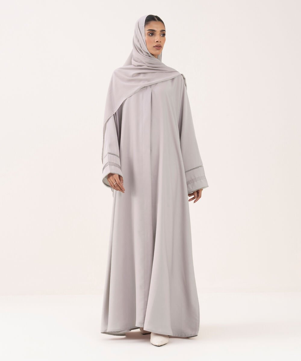 Women's Off White Polyester Abaya