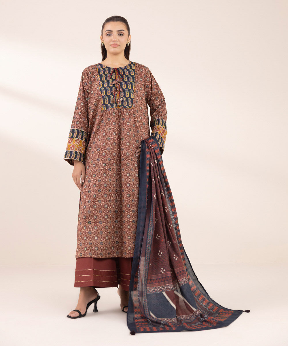 Women's RTW Lawn Red Printed A-Line Shirt