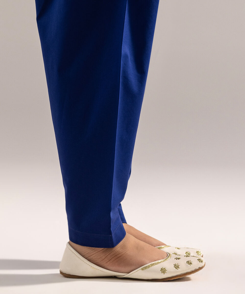 Women's RTW Cambric Solid Dark Blue Skinny Shalwar