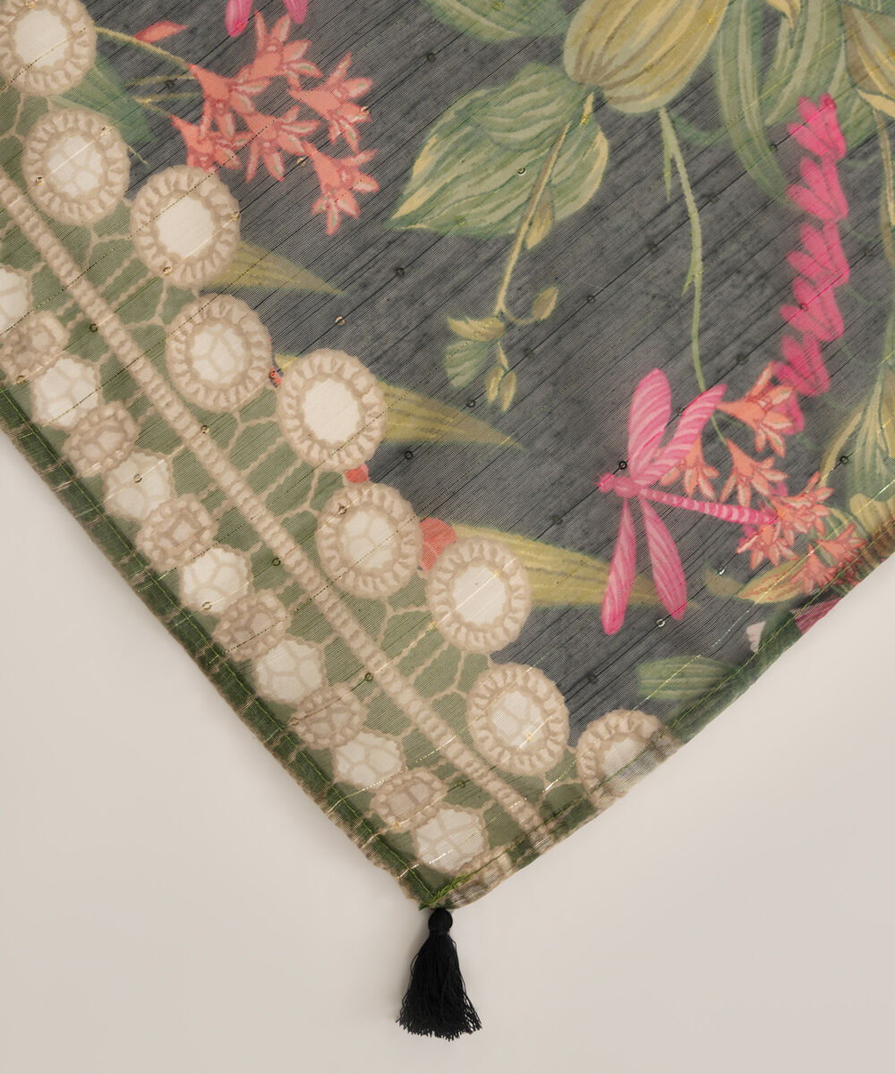 Women's RTW Manaar Black Printed  Dupatta