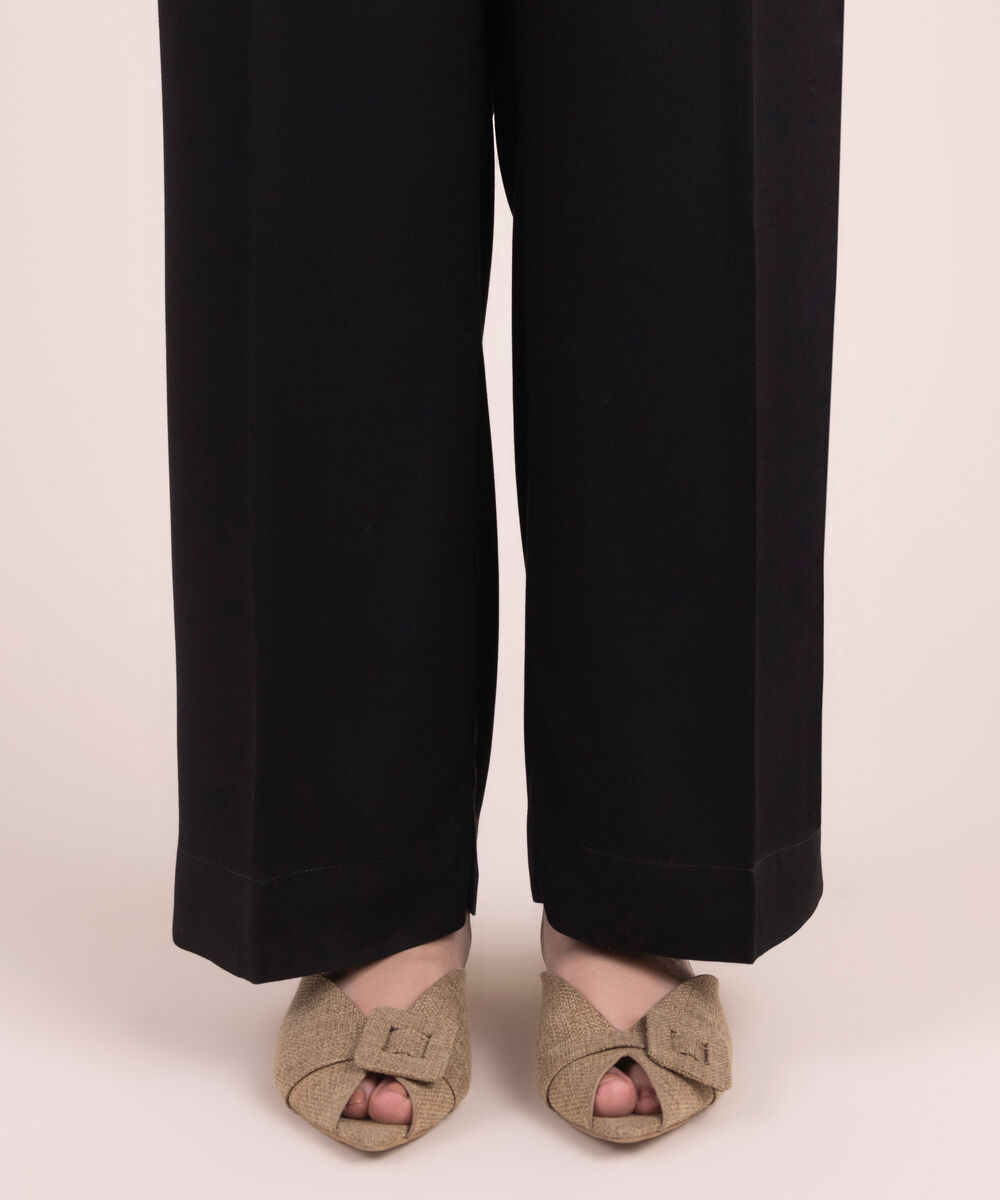 Women's RTW Bedford Solid Black Straight Pants