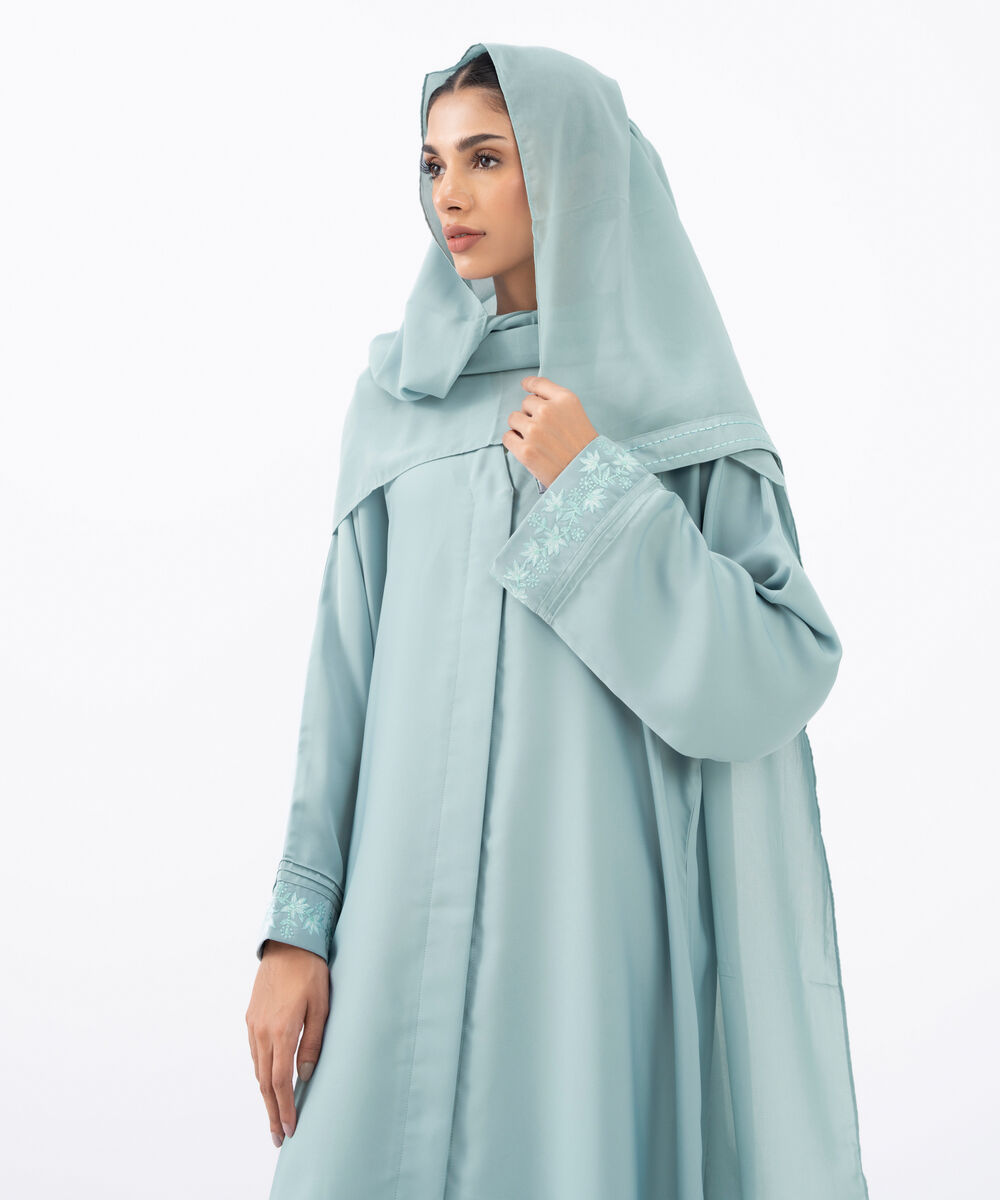 Women's Blue Polyester Abaya Set