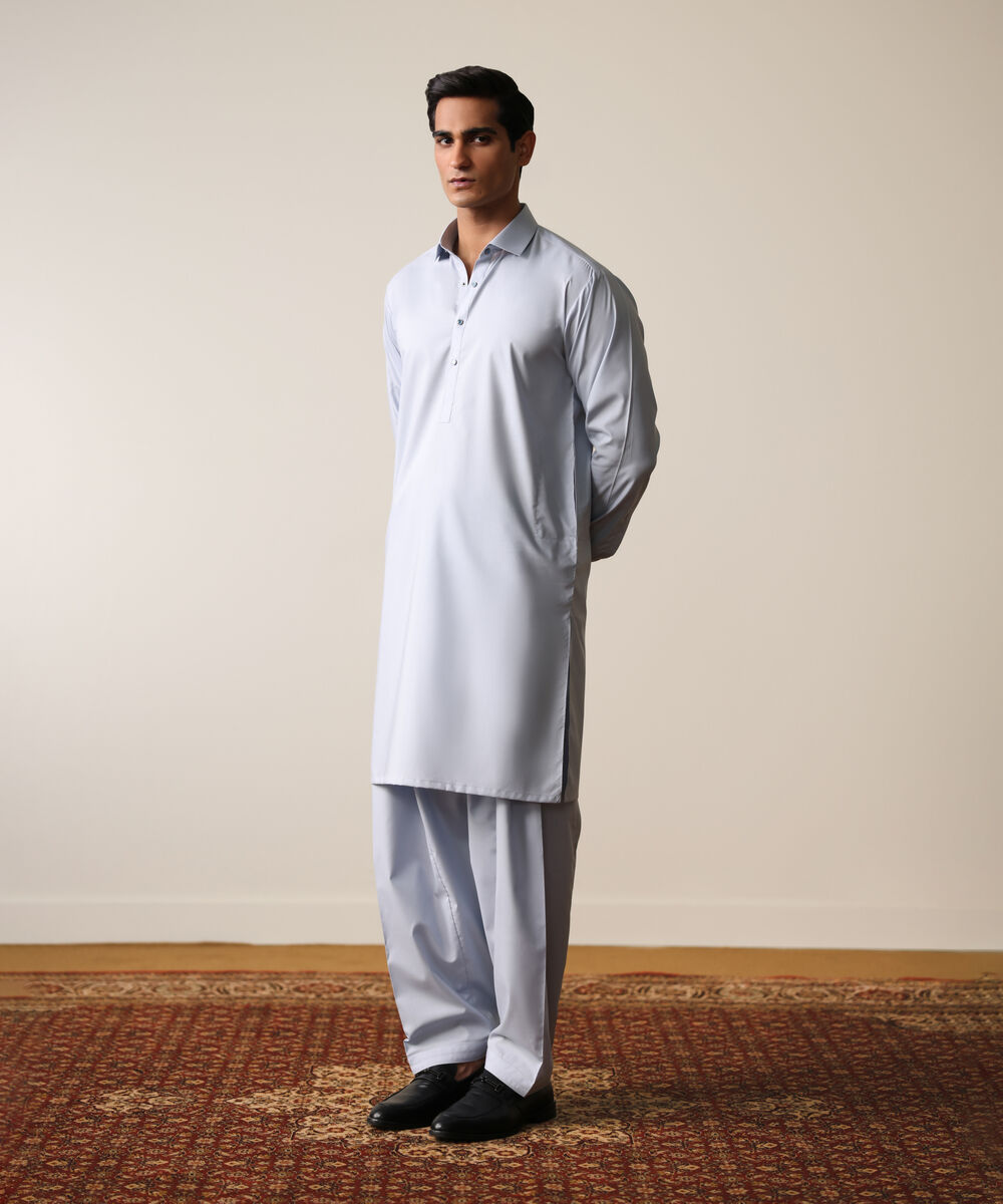 Men's Unstitched Two-Piece Soft Grey Premium Giza Cotton Suit