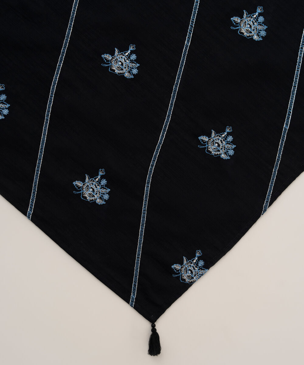 Embroidered Khaddar Black Dupatta