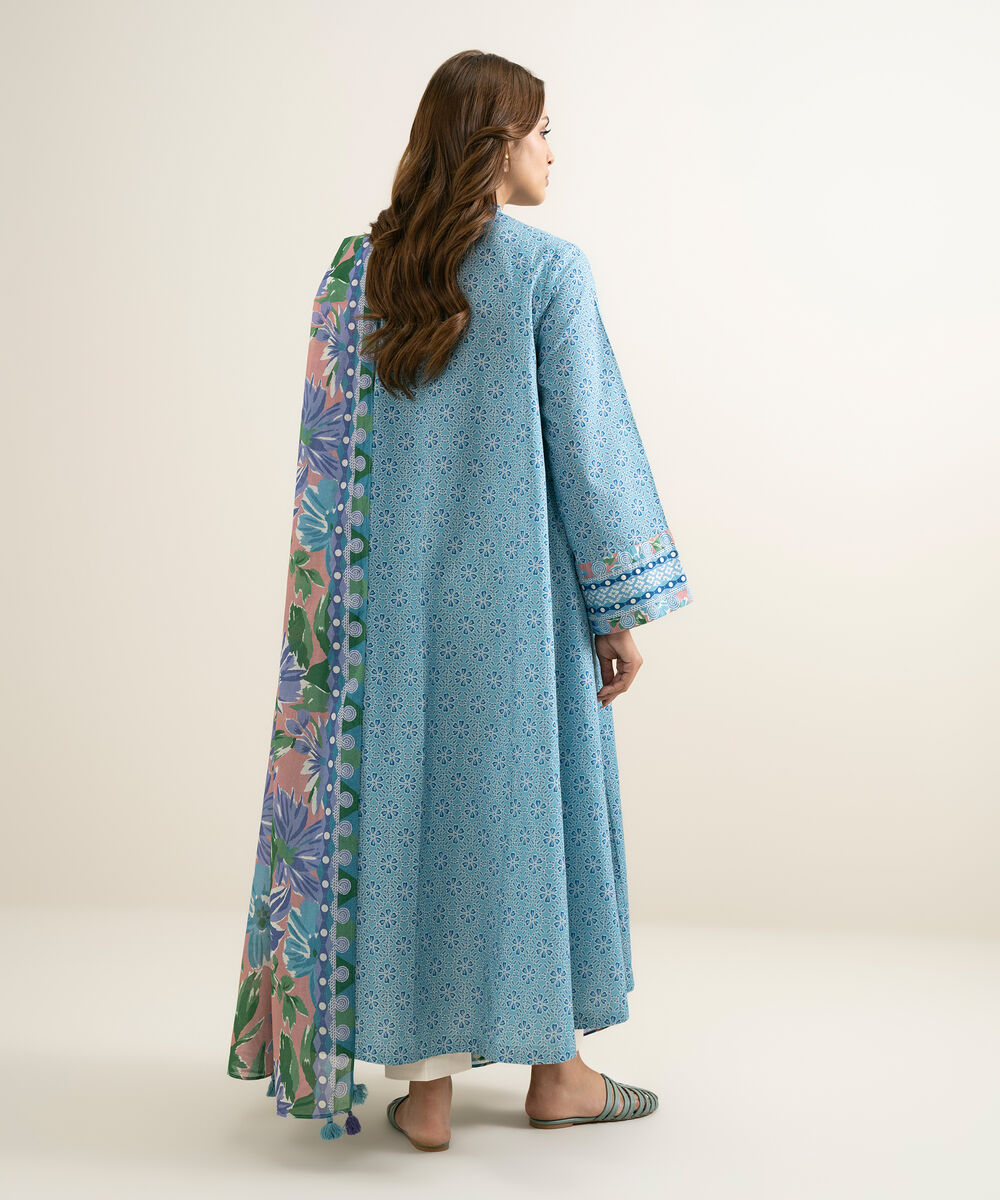 Women's Unstitched Lawn Printed Blue 2 Piece Suit