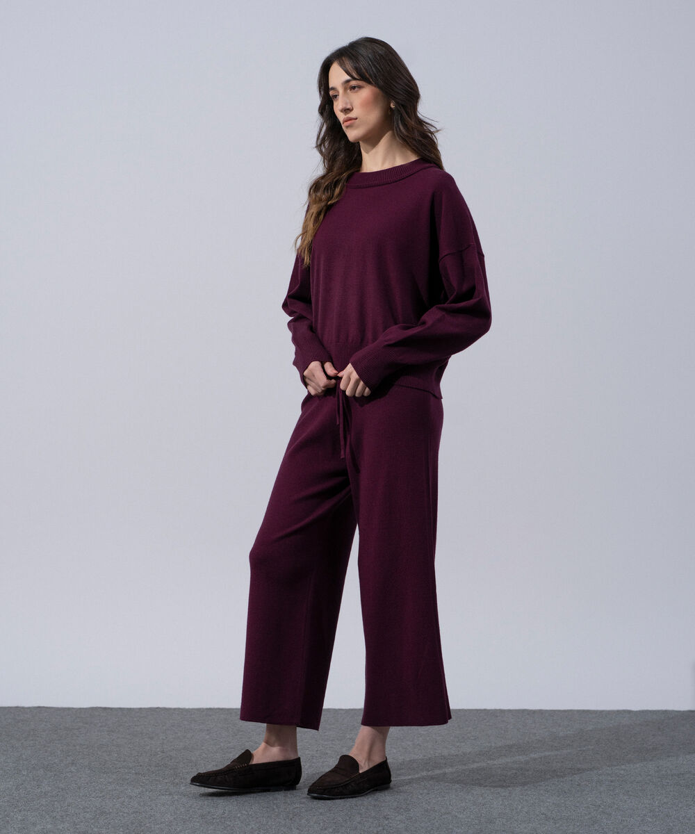 Women's Western Wear Merlot Round Neck Knit Jumper