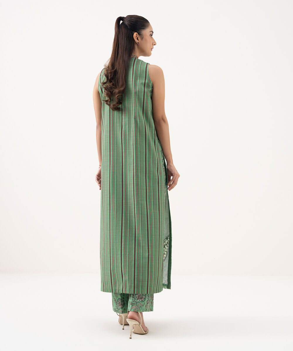 Women's Unstitched Khaddar Embroidered Green 2 Piece Suit