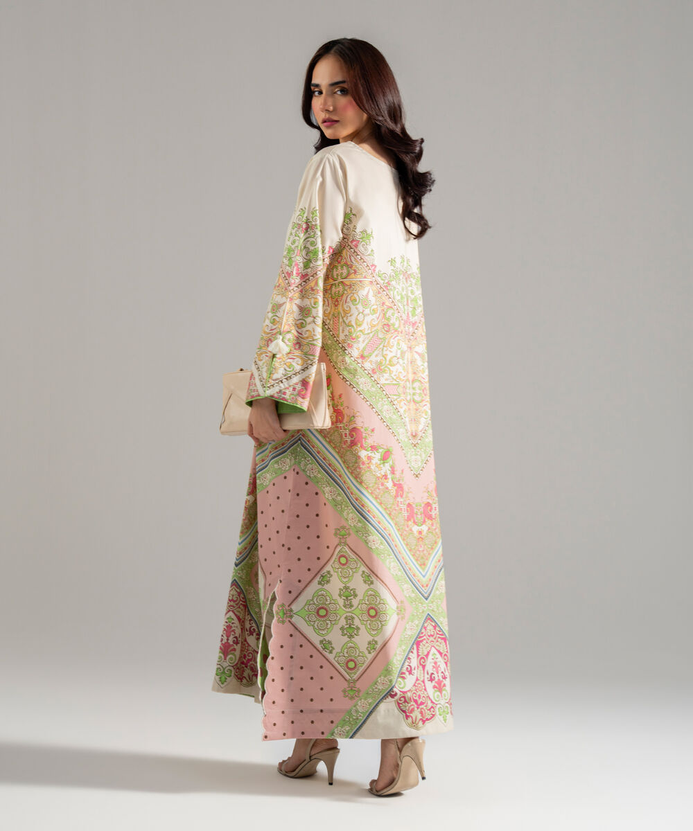 Women's RTW Lawn Printed Beige 2 Piece Suit