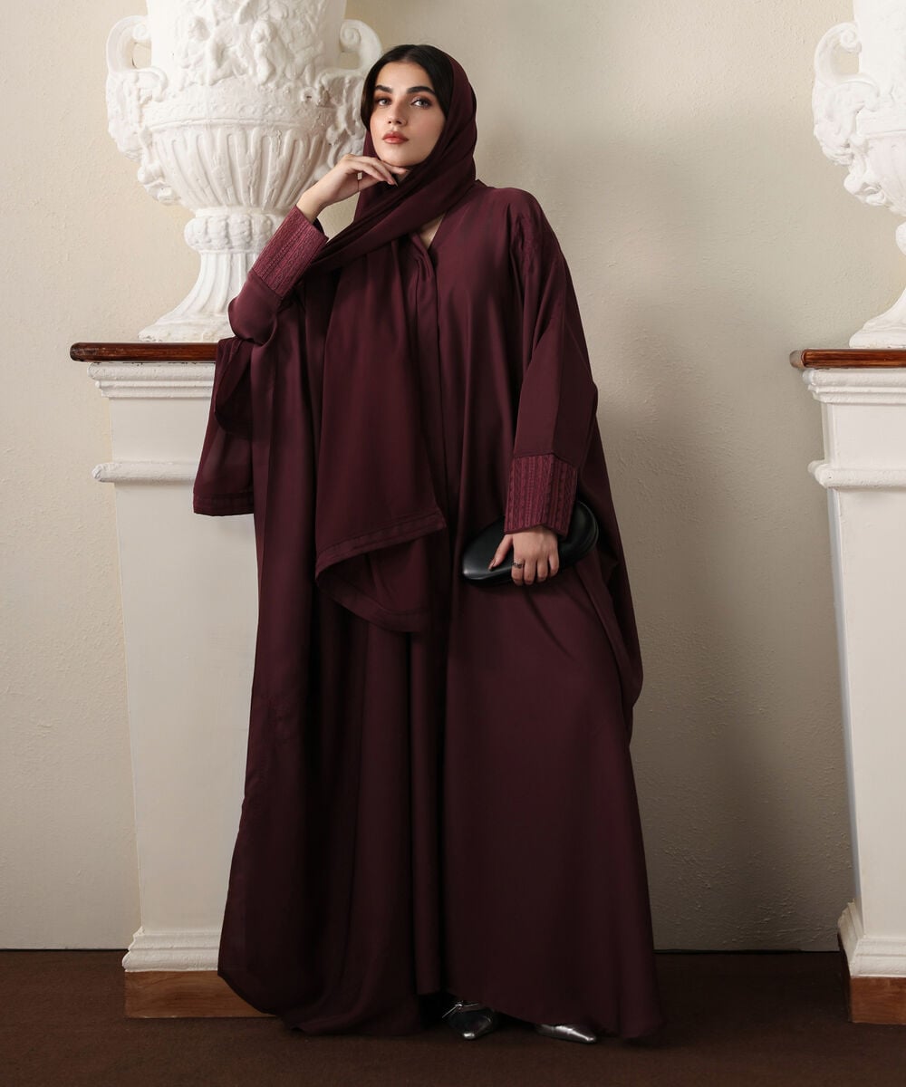 Women's Burgendy Kaftaan Abbaya Set