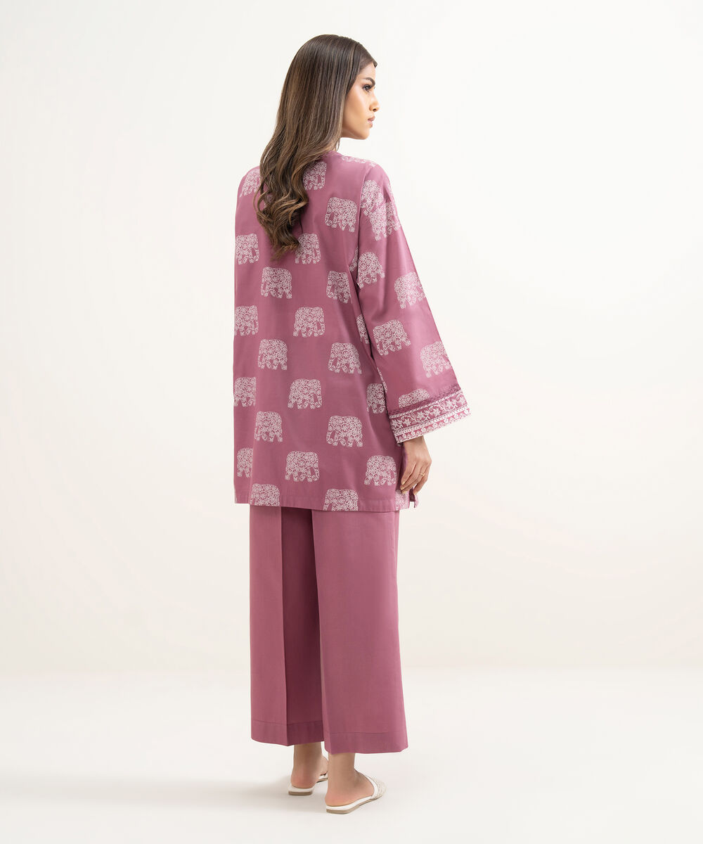 Women's RTW Lawn Embroidered Mauve Boxy Shirt