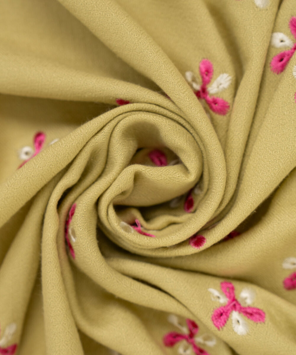 Dobby Embroidered Pale Yellow Dupatta