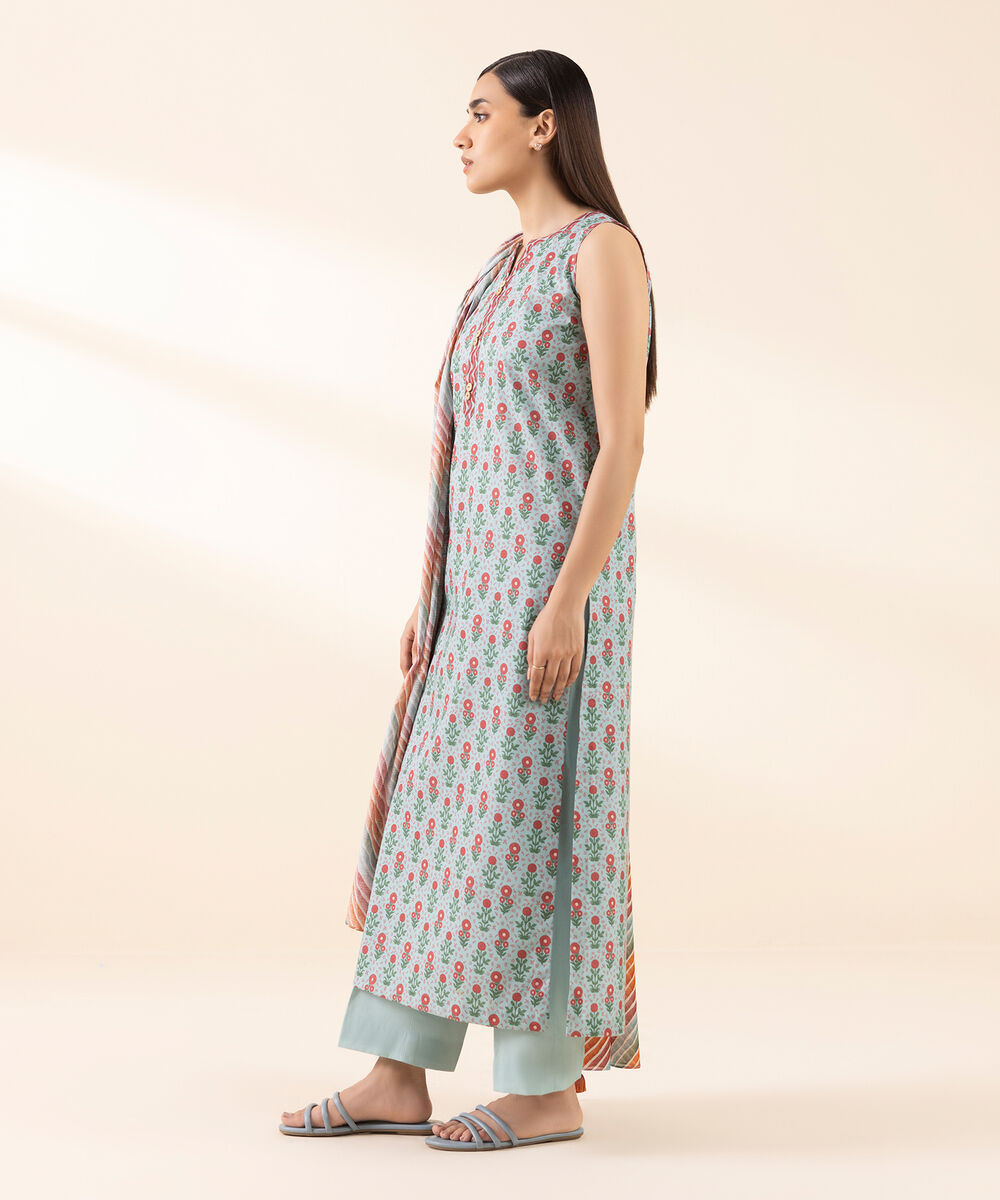 Women's Unstitched Lawn Printed Multi 3 Piece Suit